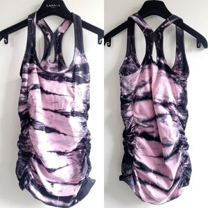 New NUX Charmed Seamless Tie Dye Light Pink / Black Active Tank Top NWOT Small